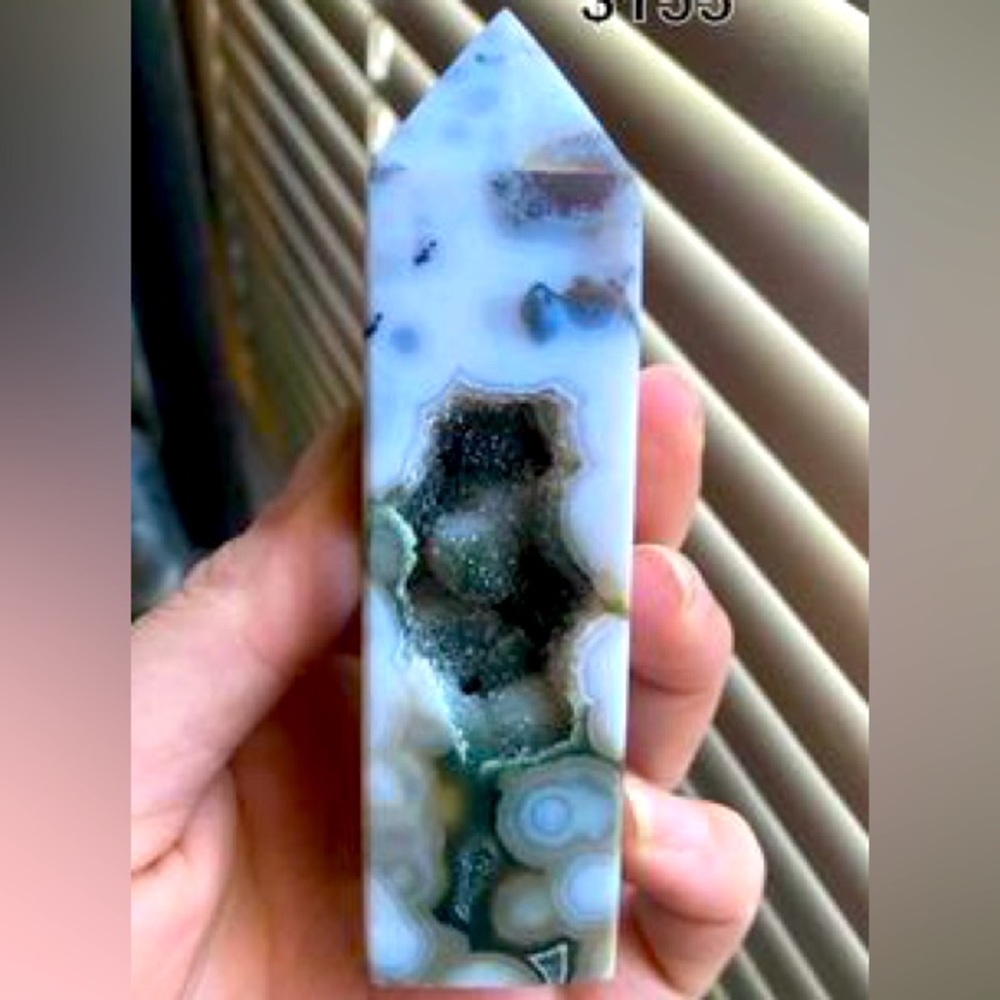 8th vein ocean jasper tower with druzy